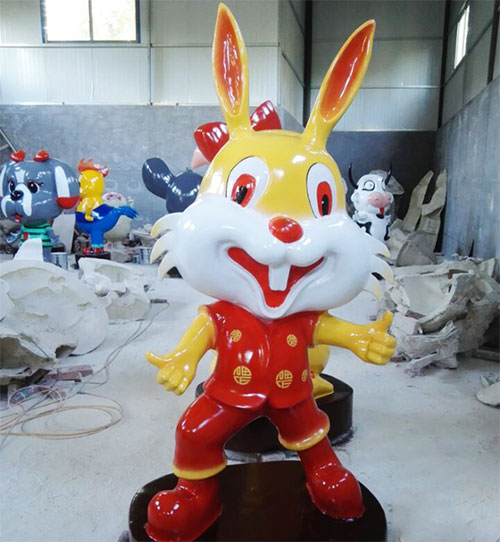 玻璃钢生肖兔雕塑